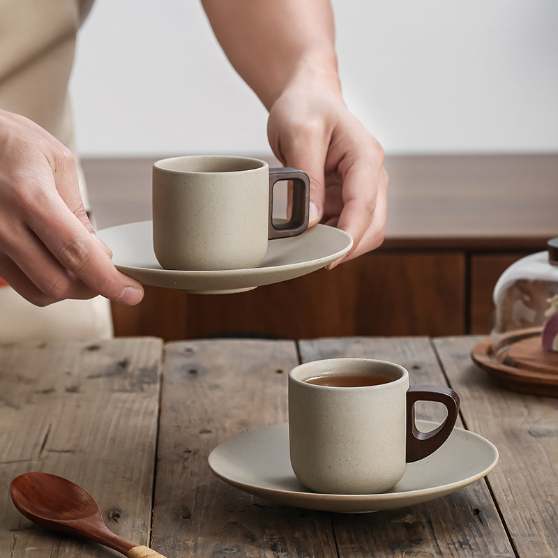 Earthen Stillness – Minimalist Ceramic Coffee Cup & Saucer Set