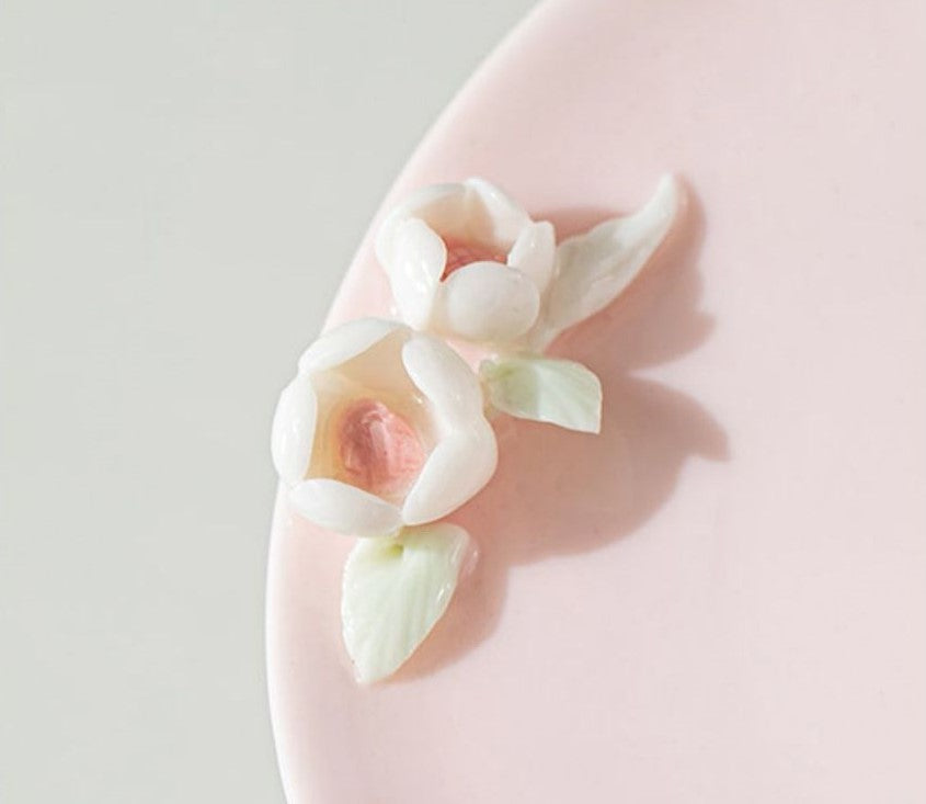 Blossom Grace – Handcrafted Porcelain Coffee Cup & Saucer Set