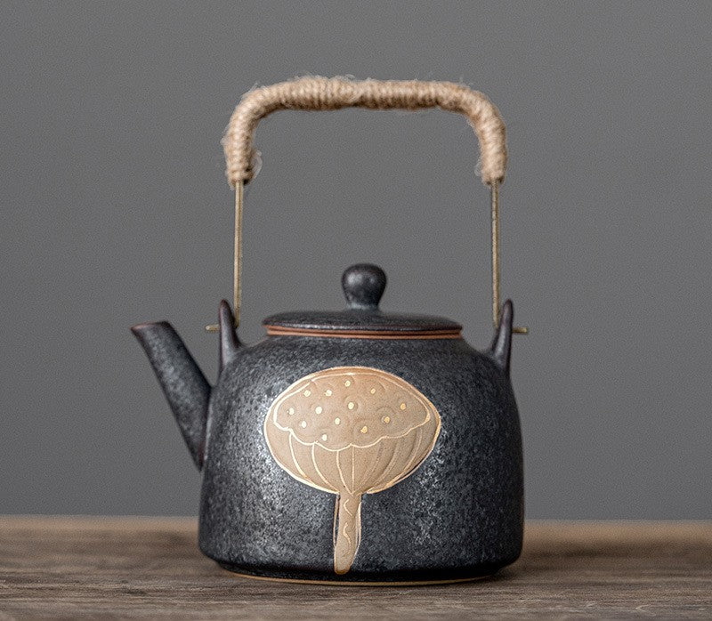 Lotus Serenity — Handmade Black Glaze Porcelain Tea Sets