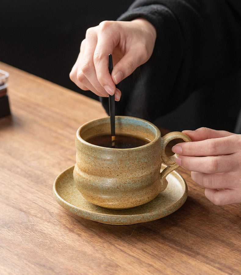 Kiln-Change Harmony – Handcrafted Porcelain Coffee Cup & Saucer Set