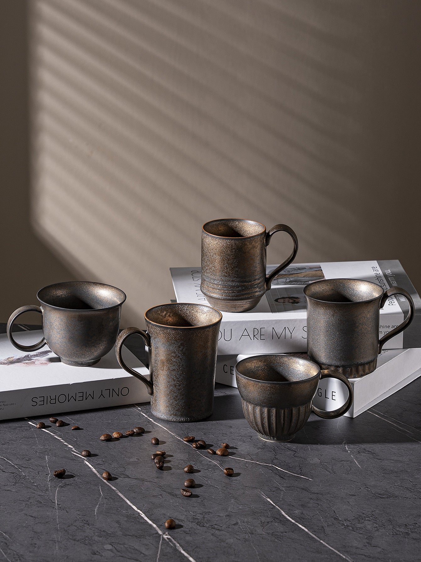 Rustic Iron Glow – Handcrafted Stoneware Wabi-Sabi Coffee Mug