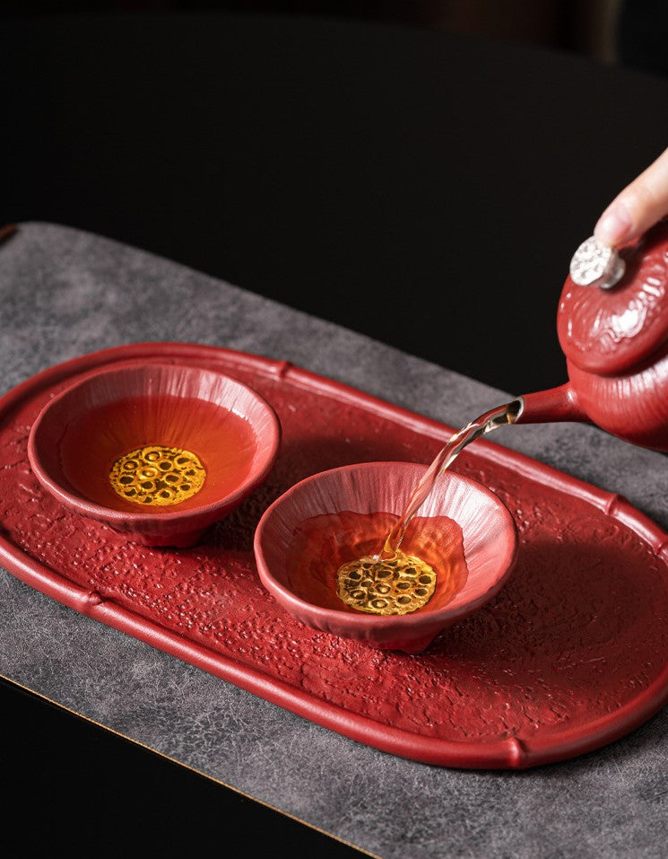 Lotus Bloom – Handcrafted Forbidden City red Porcelain Tea Cup