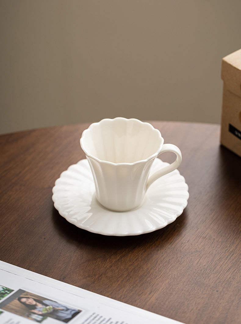 Blossom Whispers – Handcrafted Porcelain Coffee Cup & Saucer Set