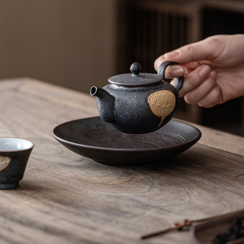 Lotus Serenity — Handmade Black Glaze Porcelain Tea Sets