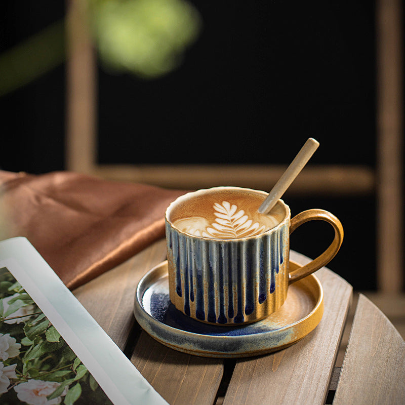 Rustic Elegance – Handcrafted Porcelain Coffee Cup & Saucer Set