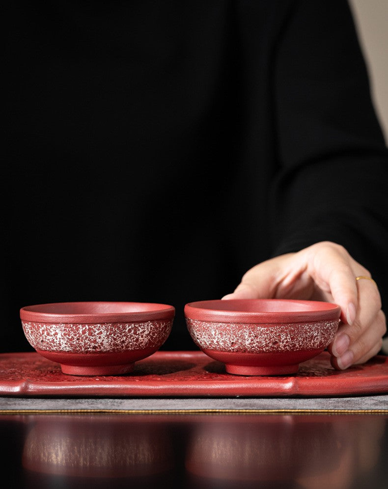 Sun & Moon Harmony — Handcrafted Forbidden City red Porcelain Tea Cup Set