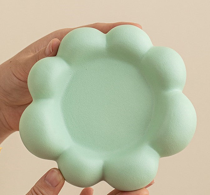 Cloud & Orb – Handcrafted Porcelain Mug with Wooden Sphere Handle & Saucer