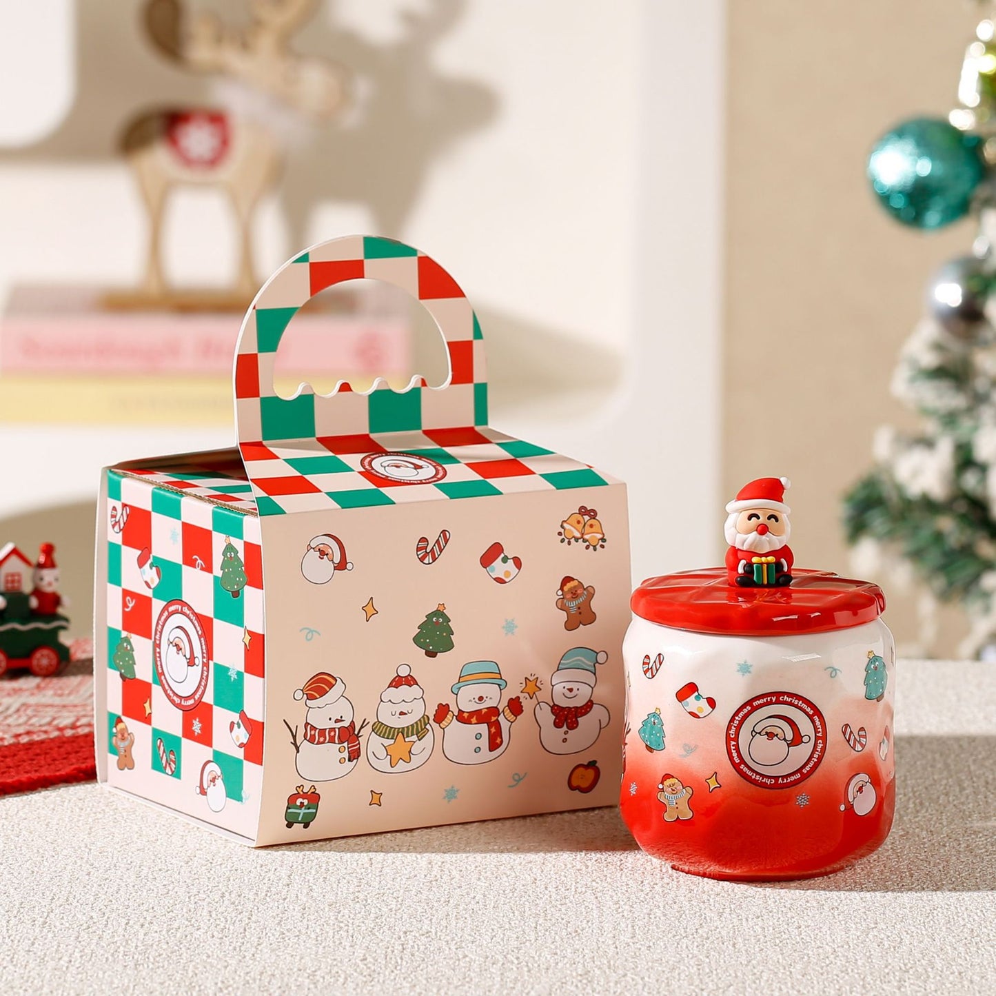 Snowy Cheer Delight – Handcrafted Christmas Snowman Mug with Lid & Spoon Gift Set
