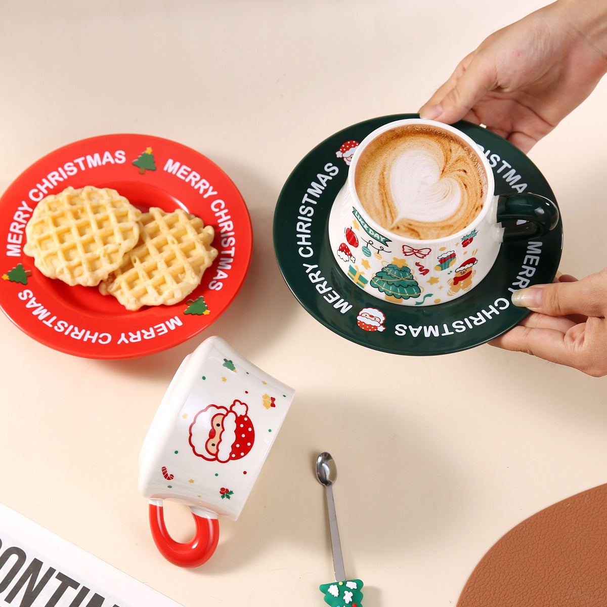 Joyful Harmony – Handcrafted Christmas Ceramic Cup & Saucer Gift Set