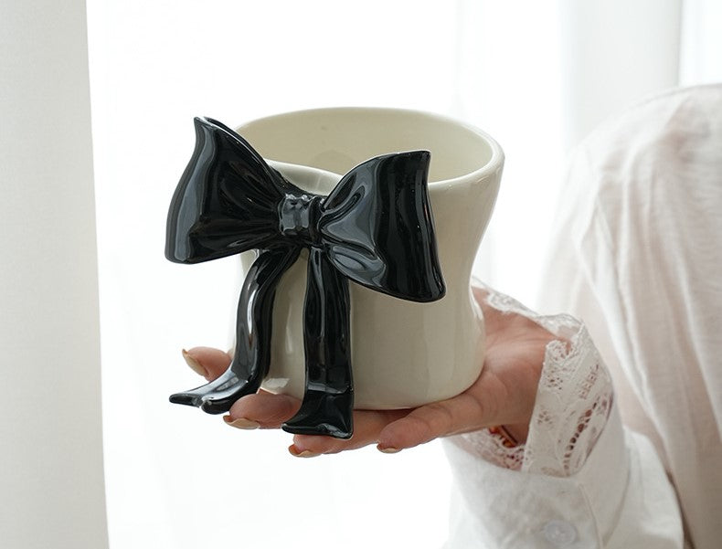 Ribbon Grace — Handmade Porcelain Coffee Cup