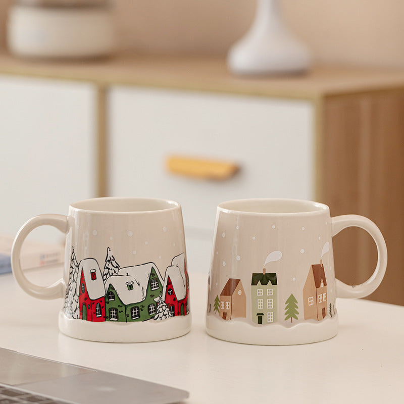 Winter Village Serenity – Handcrafted Christmas Ceramic Mug for Cozy Holiday Moments