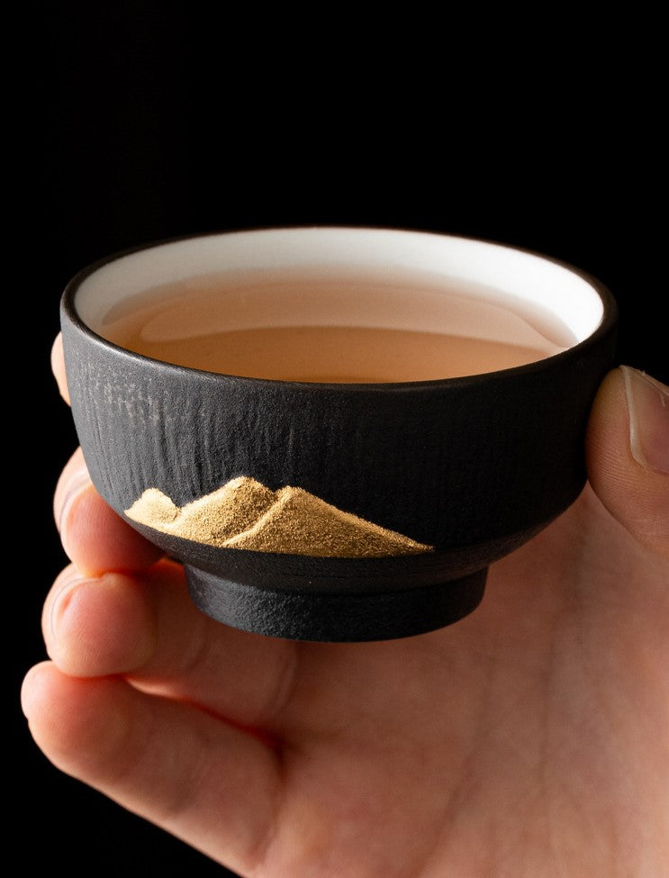 Golden And Silver Mountain — Handcrafted Porcelain Tea Cups Set
