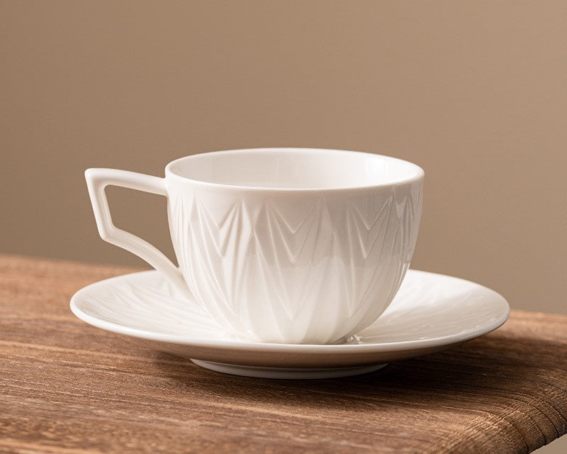 Embossed Elegance – Vintage Porcelain Coffee Cup & Saucer Set
