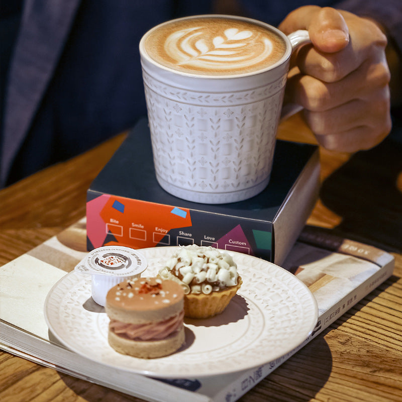 Heritage Carve – Handcrafted Porcelain Coffee Cup & Saucer Set