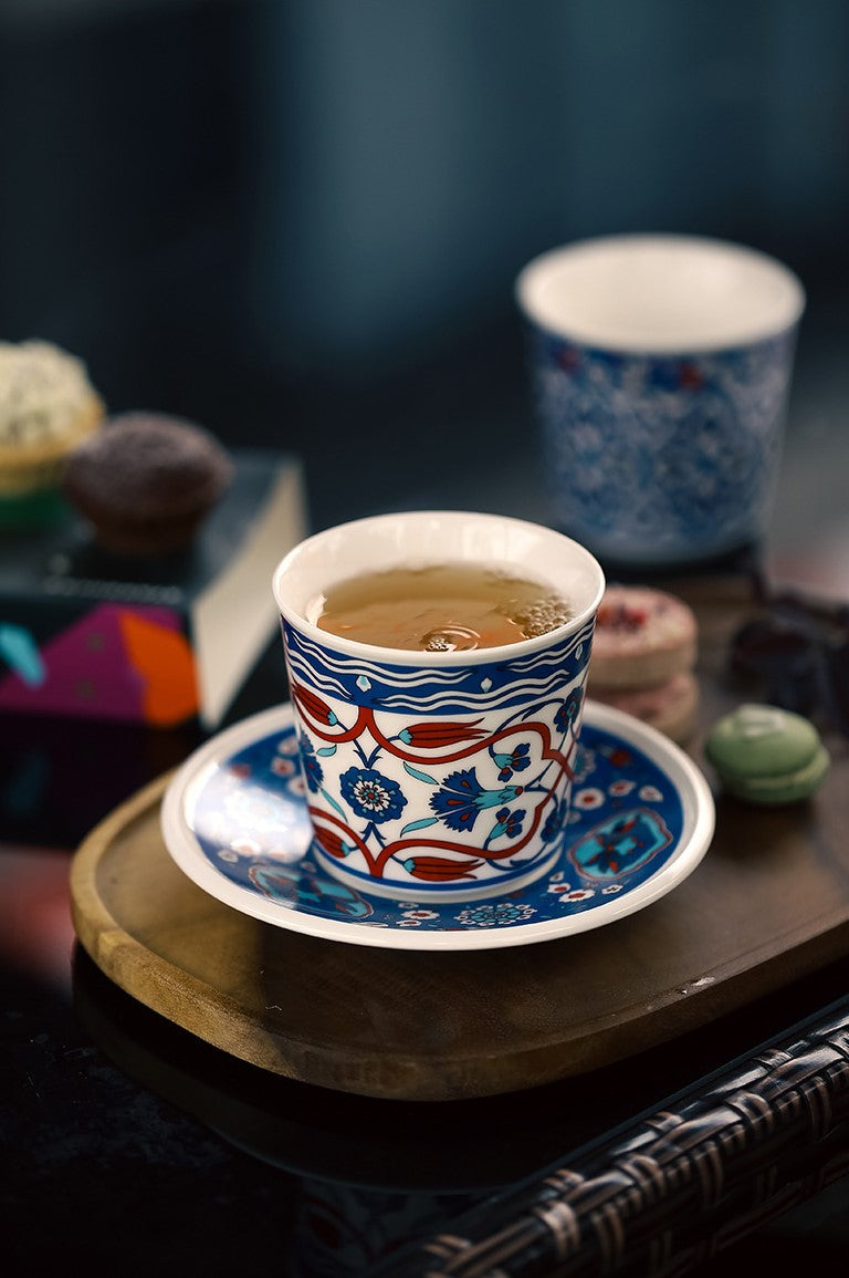 Patterned Grace – Handcrafted Ceramic Coffee Cup & Saucer Set