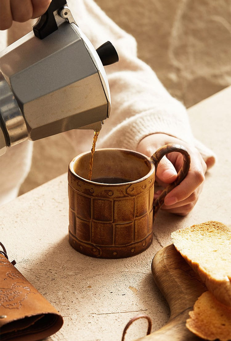 Rustic Grid – Handmade Ceramic Coffee Mug