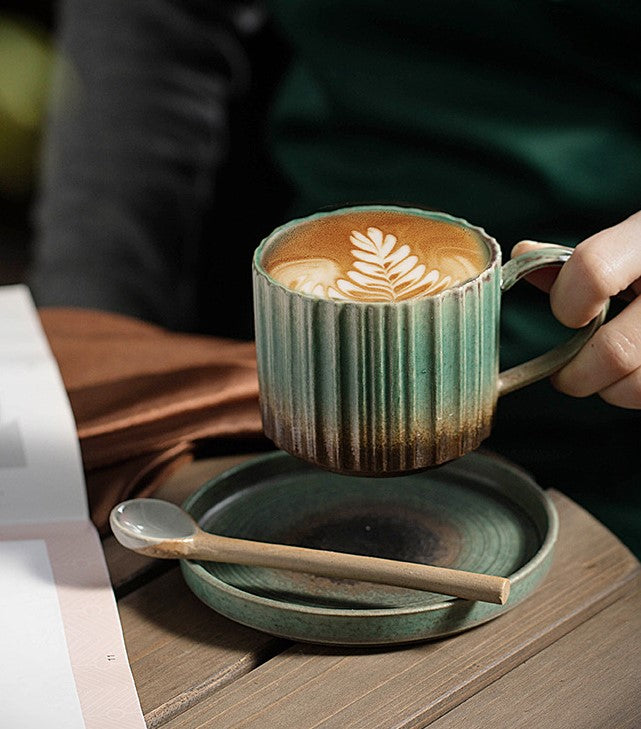 Rustic Elegance – Handcrafted Porcelain Coffee Cup & Saucer Set