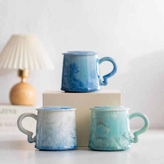 Crystal Bloom – Porcelain Glaze Coffee Mug, Artisan Made