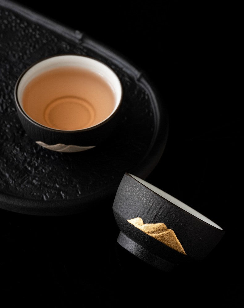 Golden And Silver Mountain — Handcrafted Porcelain Tea Cups Set