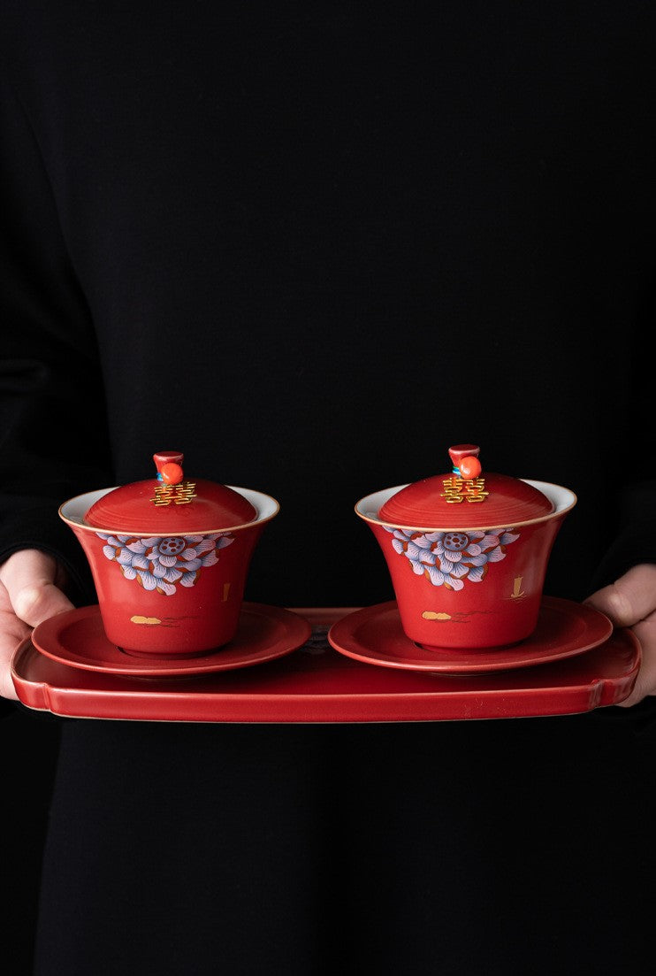Centennial Harmony Teaware Set —  Double Happiness Wedding Porcelain Tea Ceremony Gift Collection