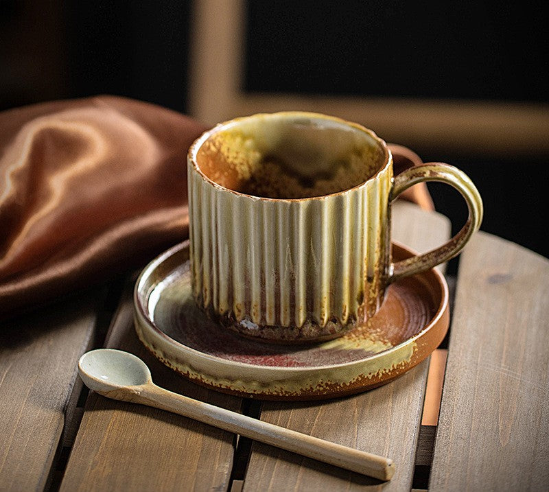 Rustic Elegance – Handcrafted Porcelain Coffee Cup & Saucer Set