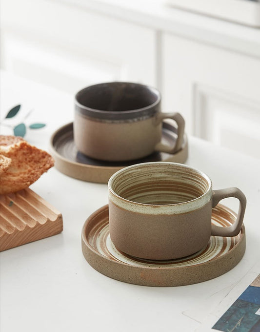 Earthbound Grace – Handcrafted Porcelain Coffee Cup & Saucer Set