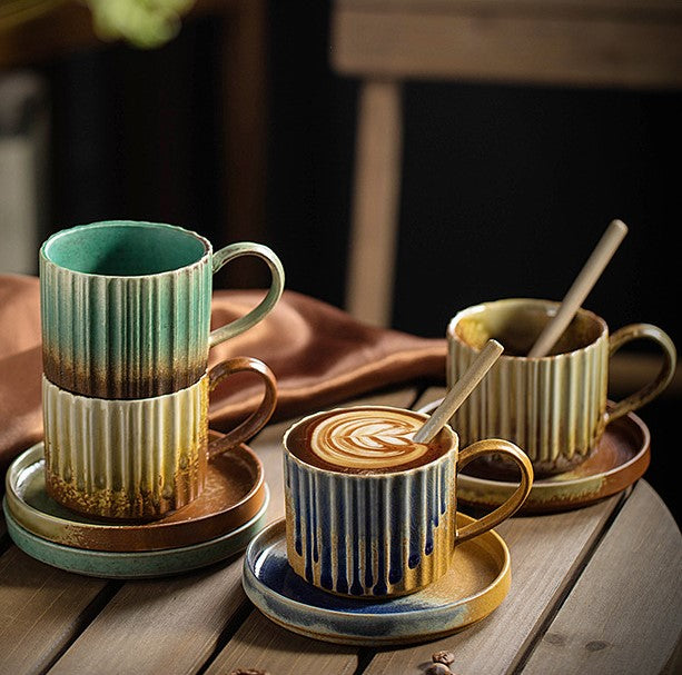 Rustic Elegance – Handcrafted Porcelain Coffee Cup & Saucer Set