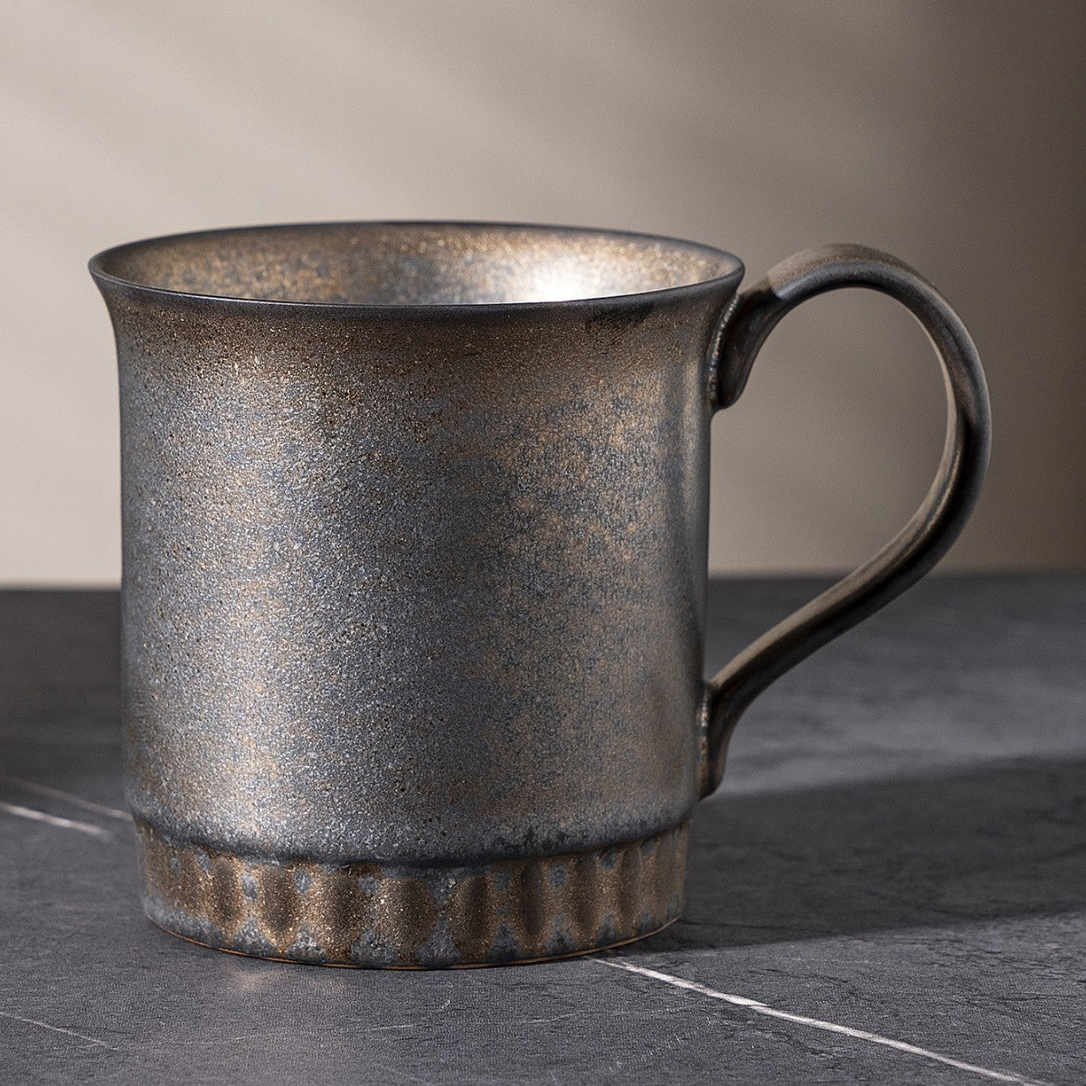 Rustic Iron Glow – Handcrafted Stoneware Wabi-Sabi Coffee Mug