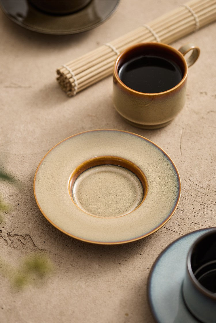 Kiln-Change Serenity – Handcrafted Porcelain Coffee Cup & Saucer Set
