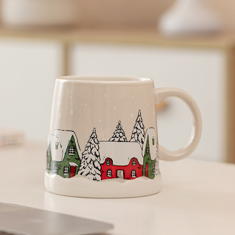 Winter Village Serenity – Handcrafted Christmas Ceramic Mug for Cozy Holiday Moments