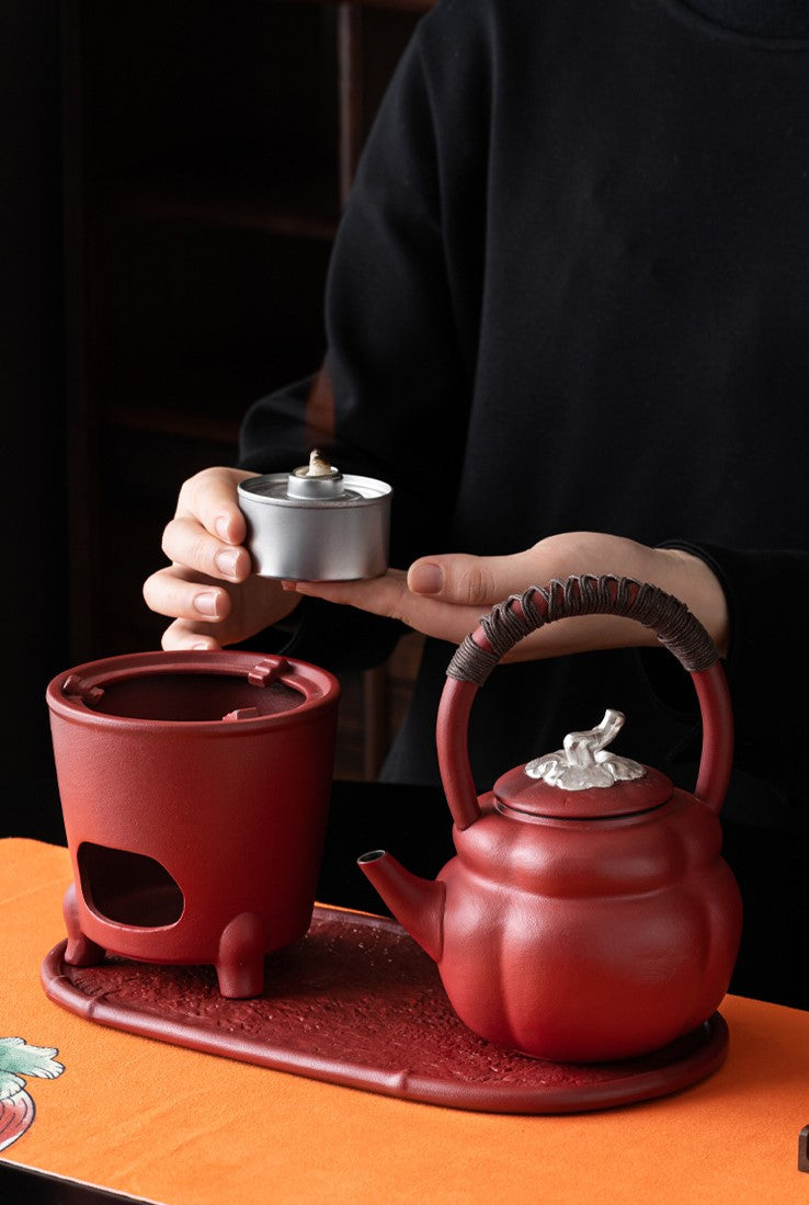 Forbidden City Red Teapot Set — Six-Piece Auspicious Tea Ceremony Gift Collection
