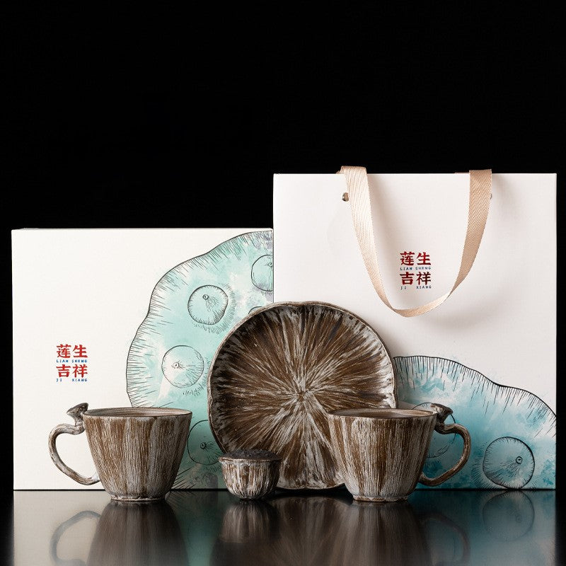 Lotus Blessings — Handcrafted Jingdezhen Porcelain Coffee Set