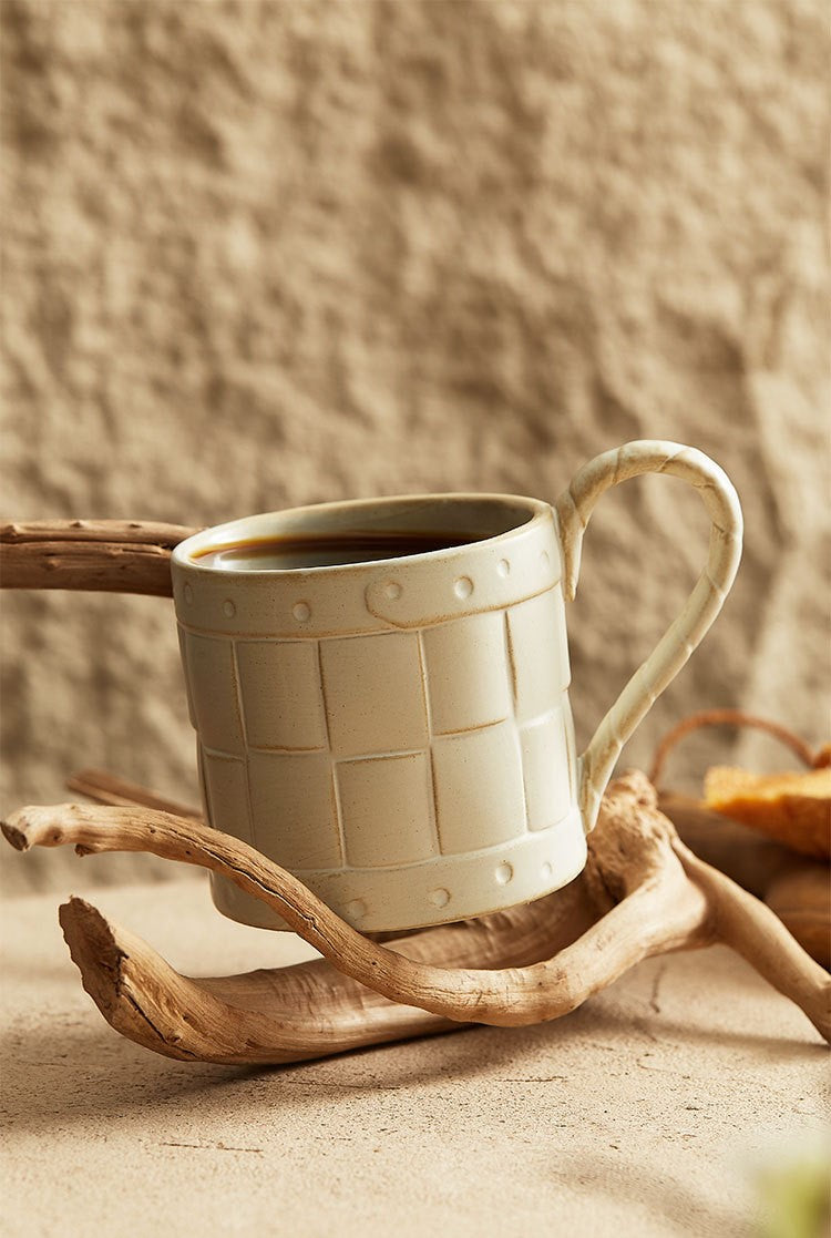 Rustic Grid – Handmade Ceramic Coffee Mug