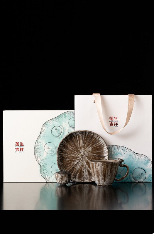 Lotus Blessings — Handcrafted Jingdezhen Porcelain Coffee Set