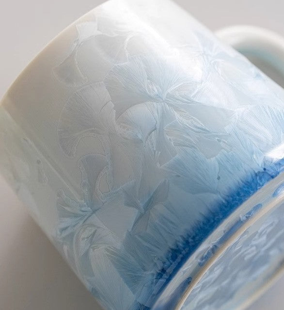 Crystal Bloom – Porcelain Glaze Coffee Mug, Artisan Made
