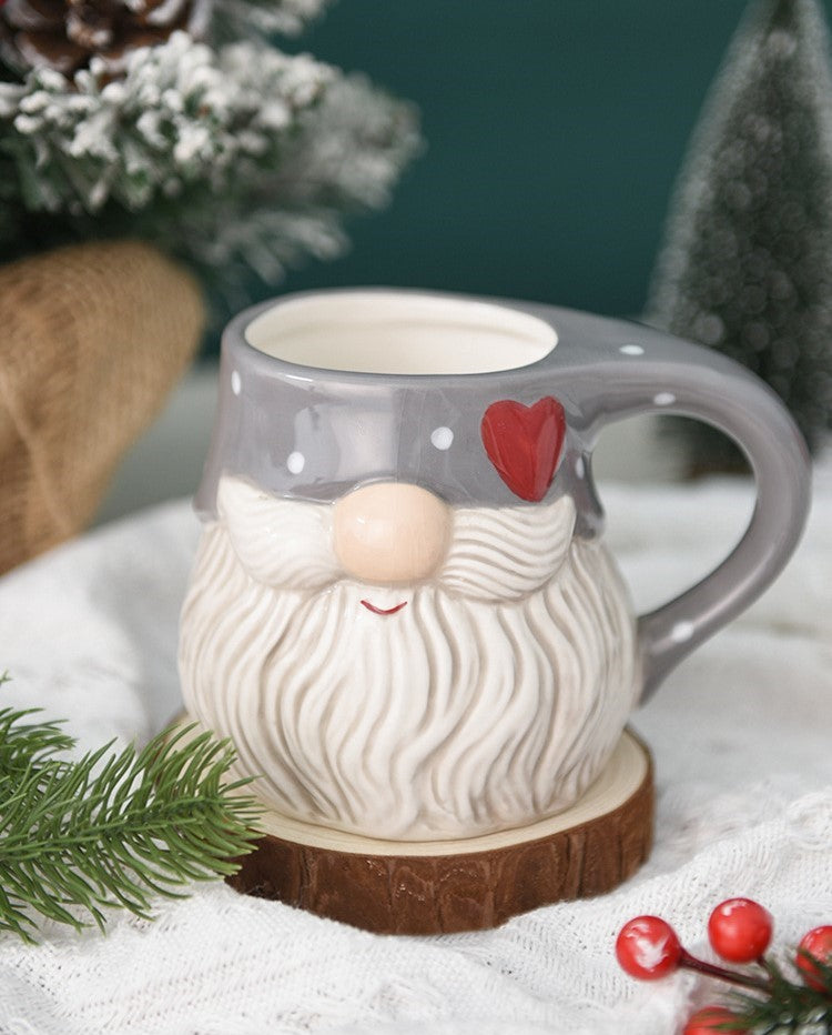 Santa Heart Charm – Handcrafted Christmas Relief Ceramic Mug Gift