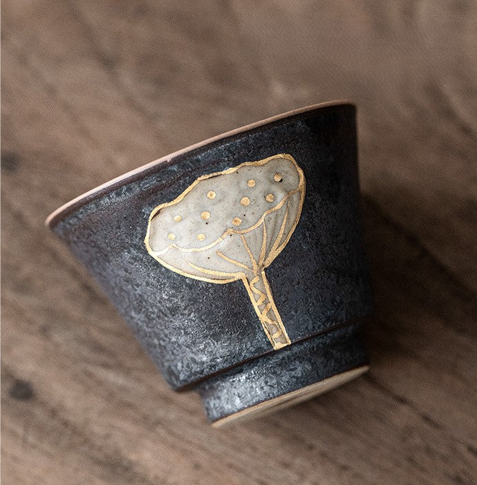 Lotus Serenity — Handmade Black Glaze Porcelain Tea Sets