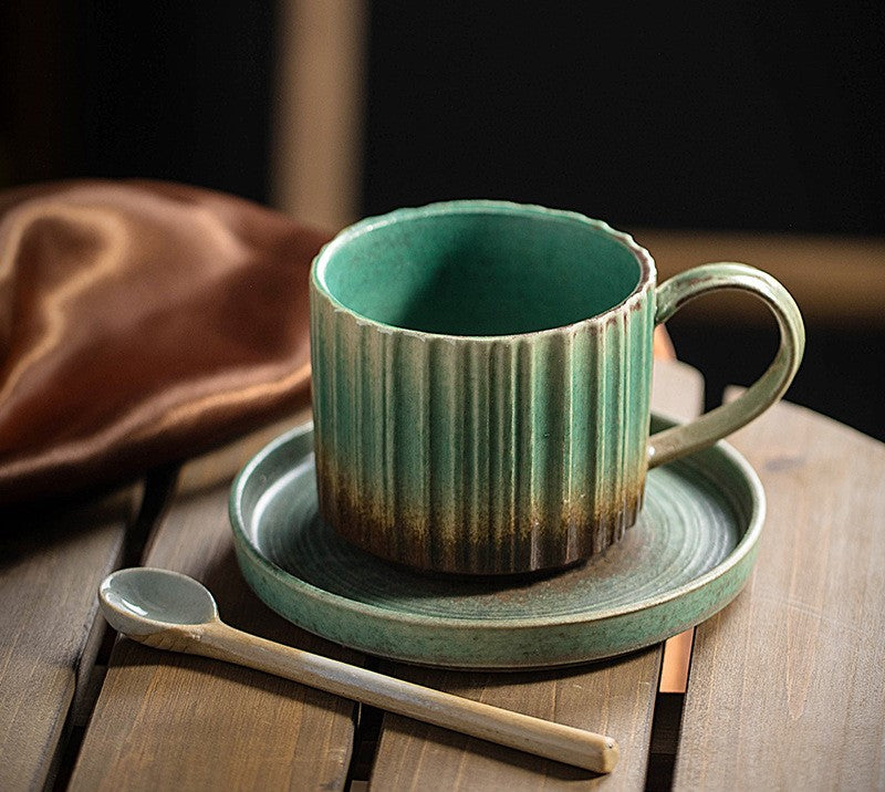 Rustic Elegance – Handcrafted Porcelain Coffee Cup & Saucer Set