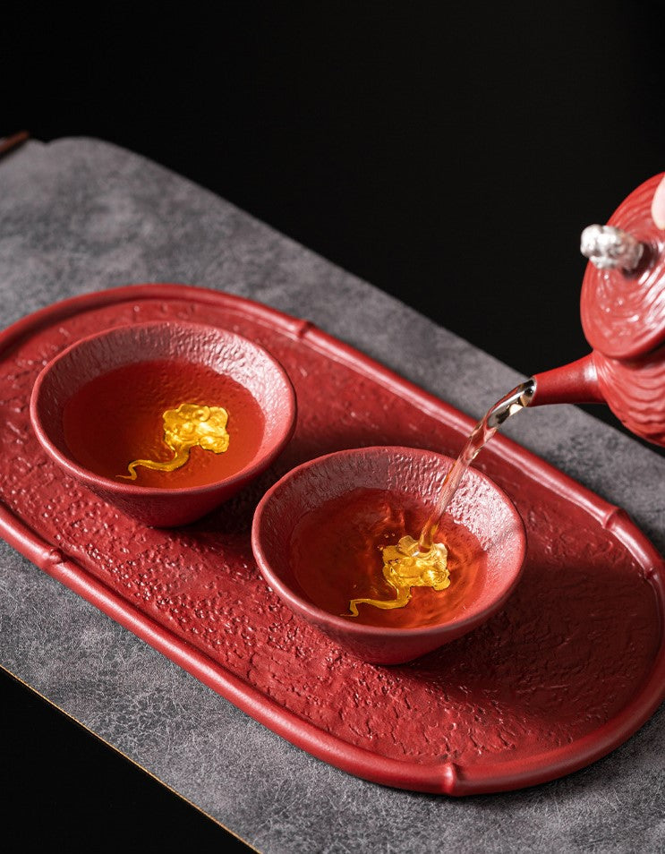 Auspicious Clouds – Handcrafted Forbidden City red Porcelain Tea Cup