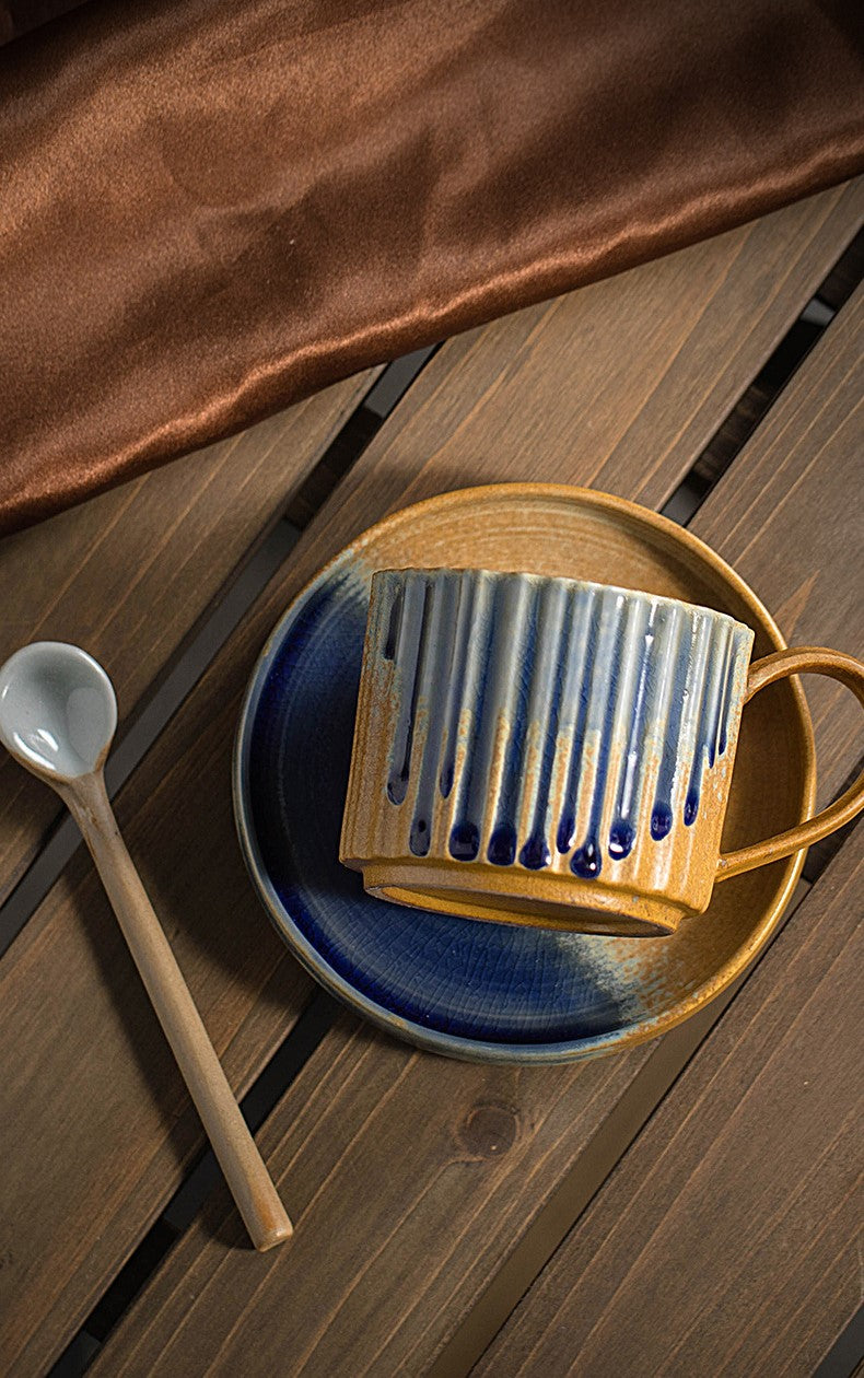 Rustic Elegance – Handcrafted Porcelain Coffee Cup & Saucer Set