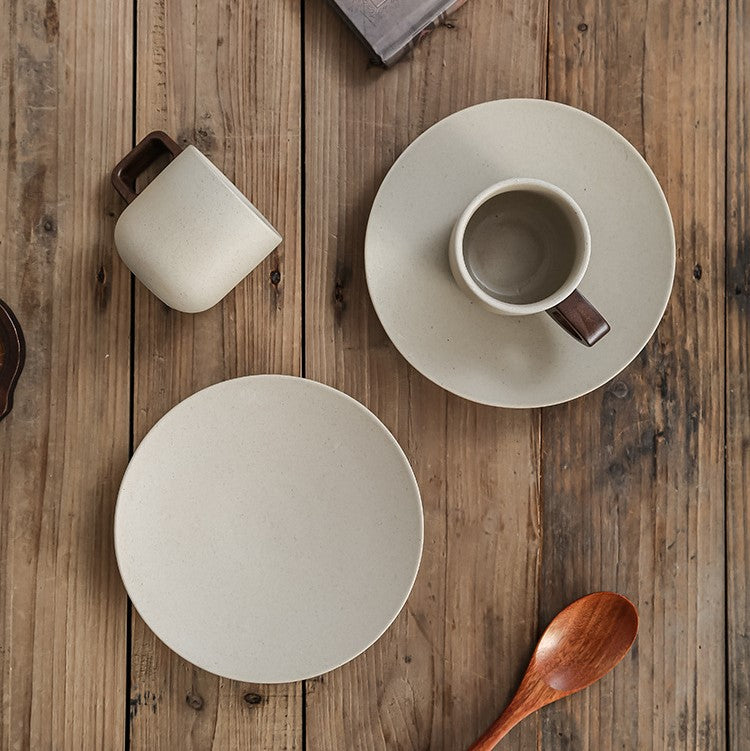 Earthen Stillness – Minimalist Ceramic Coffee Cup & Saucer Set