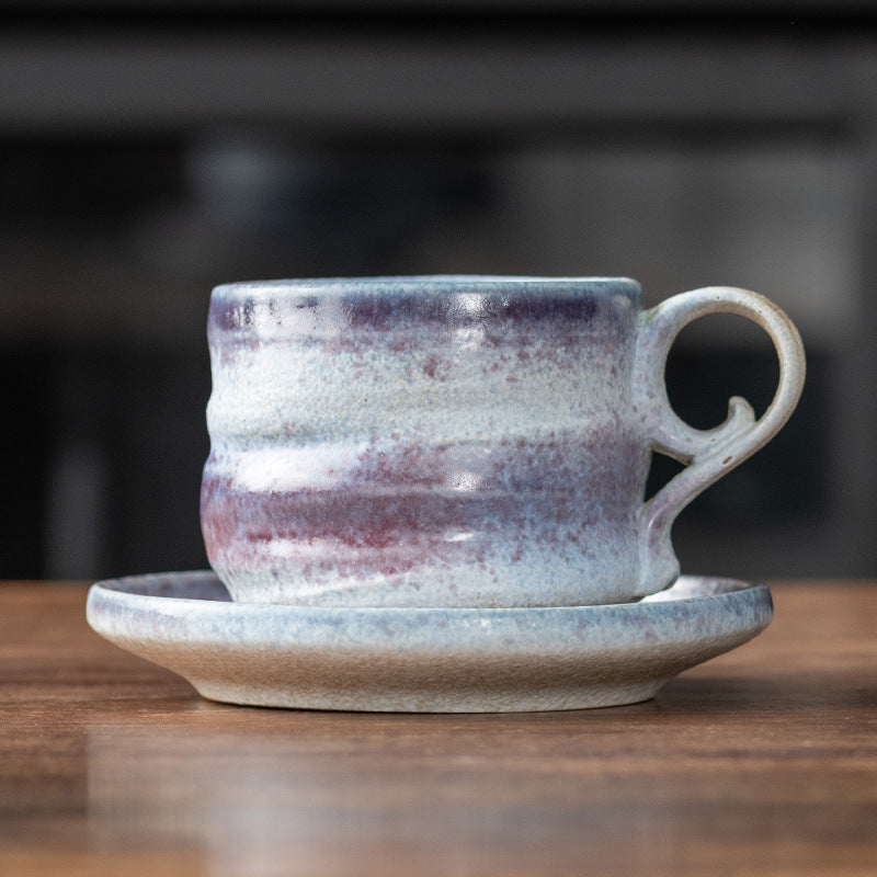 Kiln-Change Harmony – Handcrafted Porcelain Coffee Cup & Saucer Set