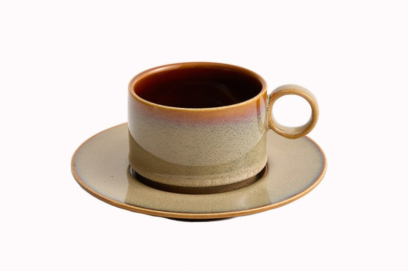 Kiln-Change Serenity – Handcrafted Porcelain Coffee Cup & Saucer Set