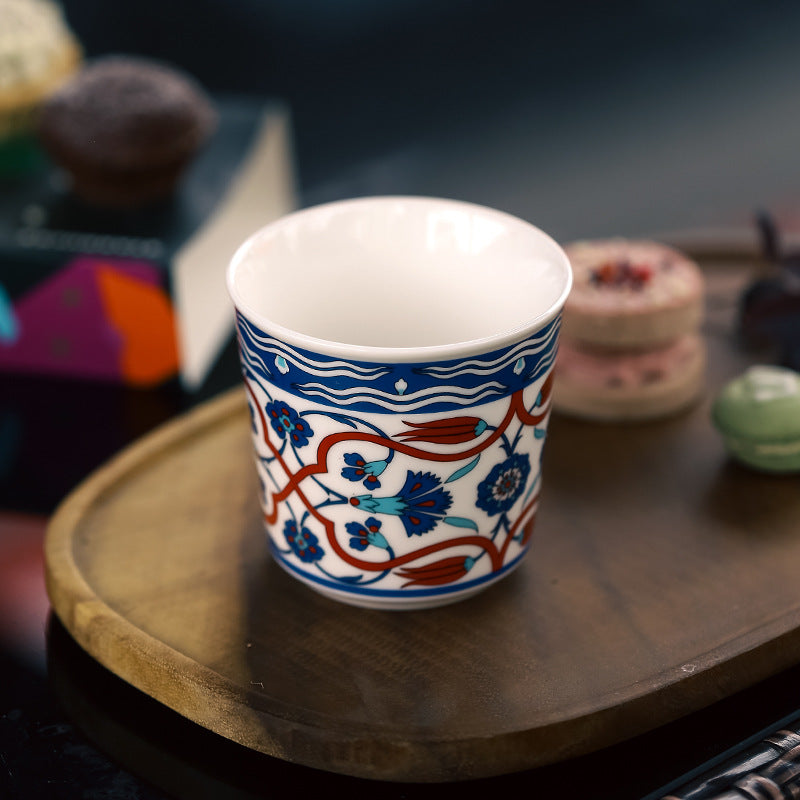 Patterned Grace – Handcrafted Ceramic Coffee Cup & Saucer Set