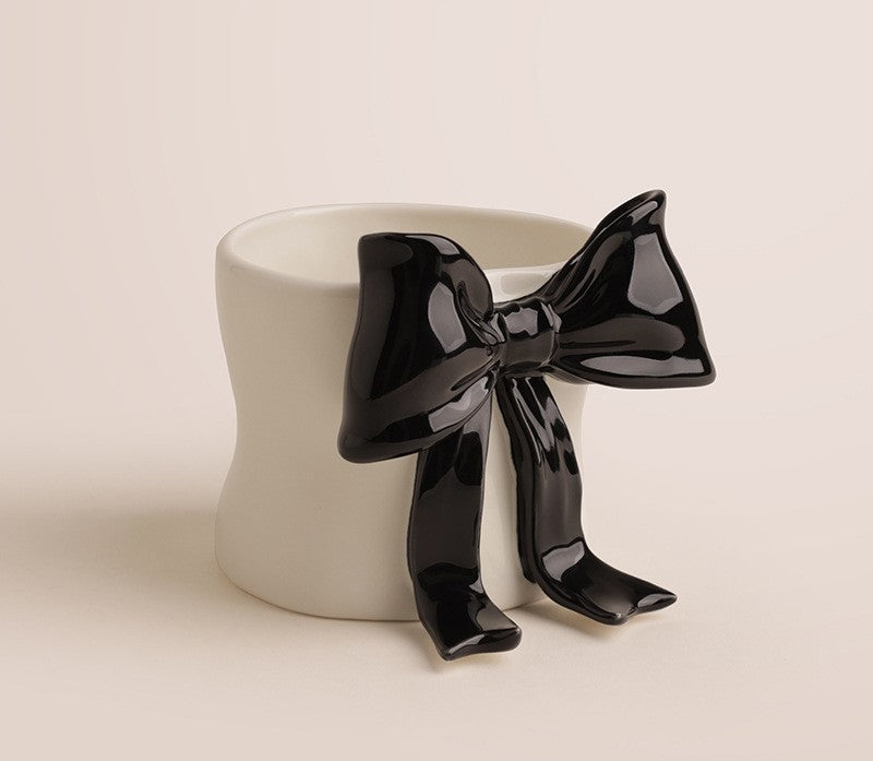 Ribbon Grace — Handmade Porcelain Coffee Cup