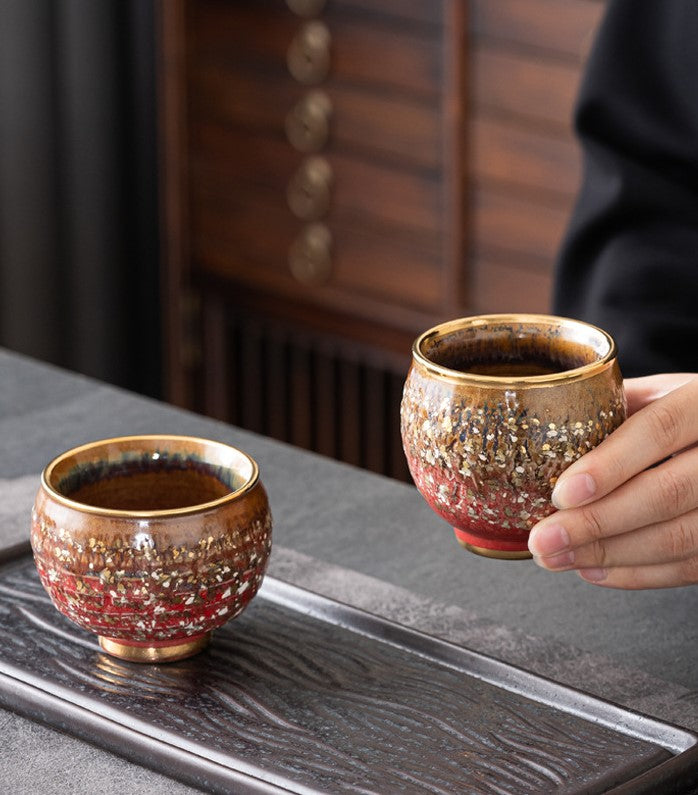 Eternal Union — Handmade Four-Color Kiln-Glazed Ceremony Tea Cup Gift Set