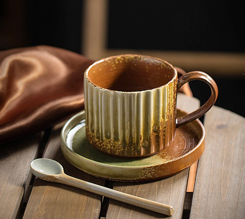 Rustic Elegance – Handcrafted Porcelain Coffee Cup & Saucer Set