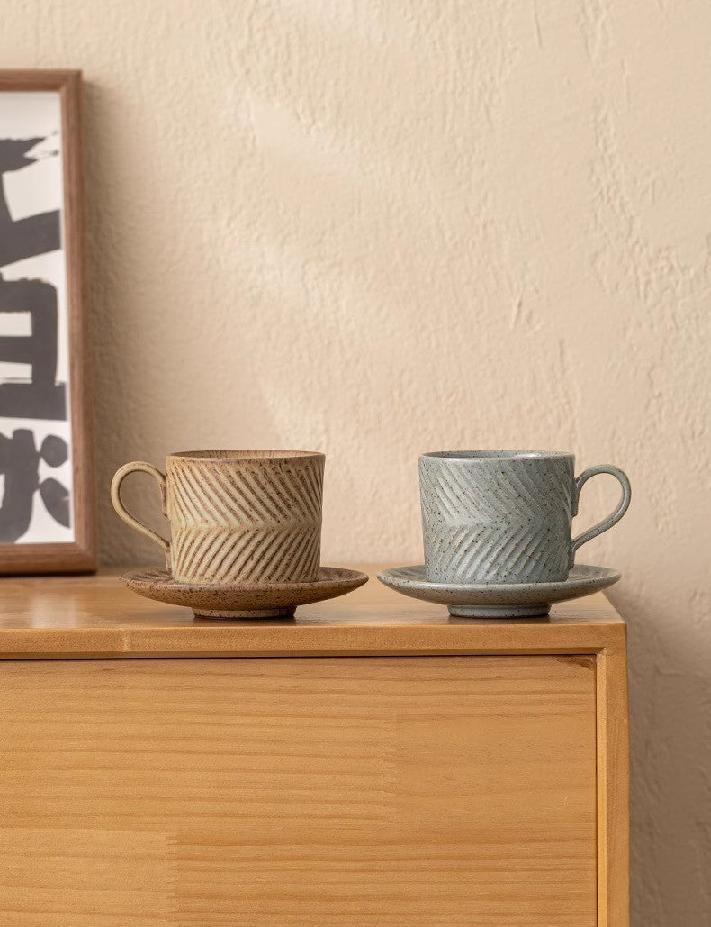 Rustic Harmony – Handcrafted Porcelain Coffee Cup & Saucer Set