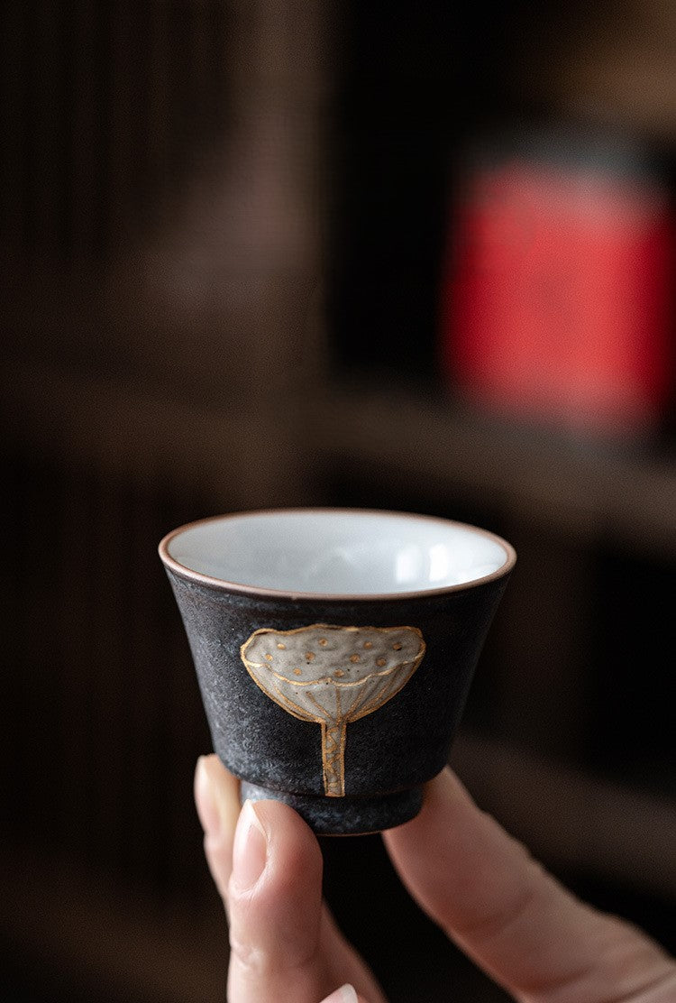 Lotus Serenity — Handmade Black Glaze Porcelain Tea Sets