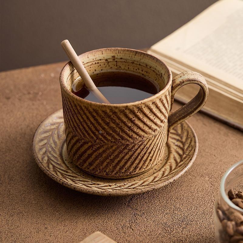 Rustic Harmony – Handcrafted Porcelain Coffee Cup & Saucer Set